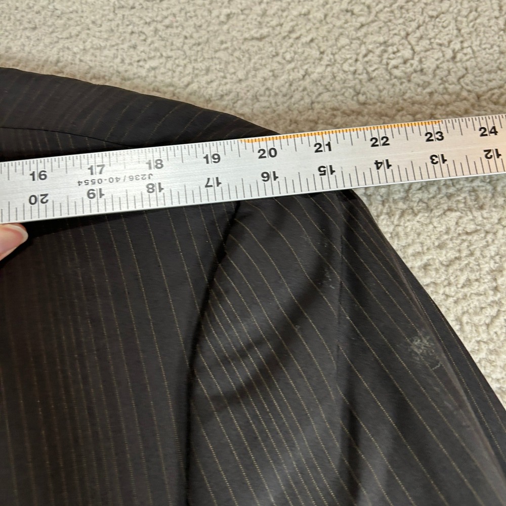 VTG Hugo Boss Mens Pinstripe Blazer Jacket Dark Gray Two Button Made in USA 48R - Picture 12 of 16